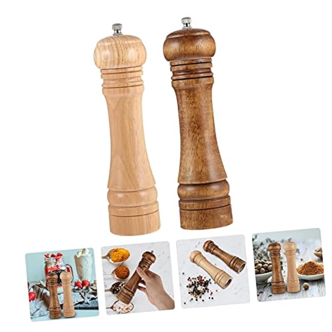 2pcs Wooden Pepper Grinding Tool Manual Masher for Spices Natural Wood Design Ergonomic Grip for Kitchen Use and Seasoning Variety