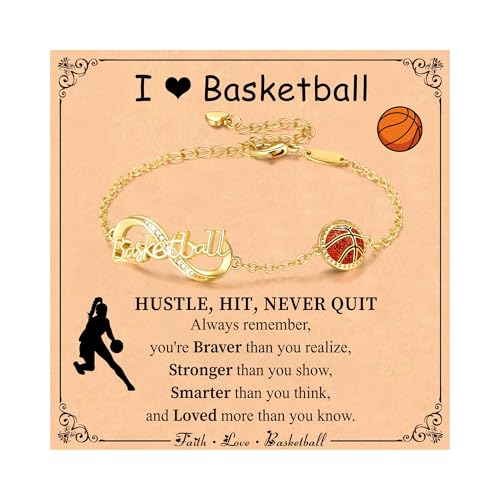 Image of Softball /Volleyball /Soccer /Basketball Bracelet for Girls Teen Women,14K Gold Plated Infinity Charm Link Bracelet Sports Accessories Jewelry Gifts for Lovers Players Team Coach
