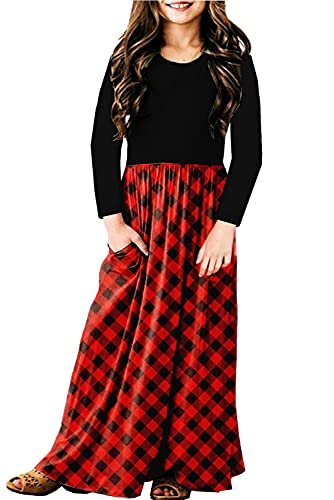 Image of Deerose Girls Maxi Dress Short Sleeve Casual Long Dresses with Pockets 5-14 Years