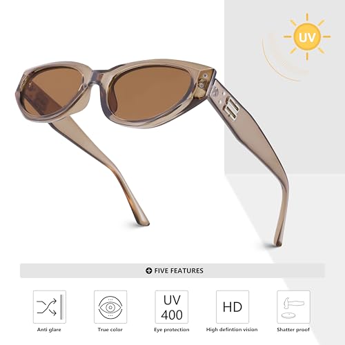 AZorb Oval Cat Eye Sunglasses for Women Retro Cateye Sunglasses Small Face 90s Shades UV Protection4