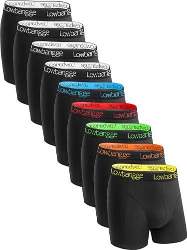 Lowbangge Boxershorts Herren 9er Pack Unterhosen Männer Baumwolle Mit 3D-Schnitt Hoher Komfort&Atmungsaktiv Ohne Aufrollen Enge im Schritt vermeiden