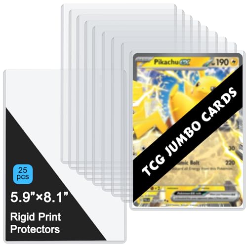 25PCS 5.9 x 8.1 Jumbo Card Sleeves Rigid Print Protectors Clear Hard Plastic Large Card Sleeves for Jumbo Card Top Loading Rigid Card Sheet Protectors for Postcards Photos Trading&Sports Cards