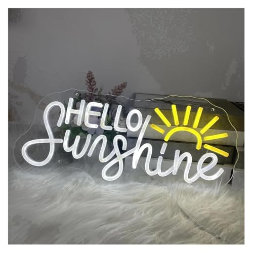 Enseigne lumineuse néon Hello Sunshine idée cadeau déco originale 38cm