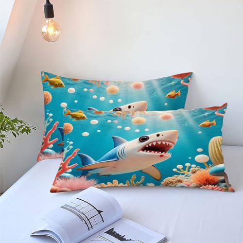 Parure de couette 220x240 requin animé douceur microfibre