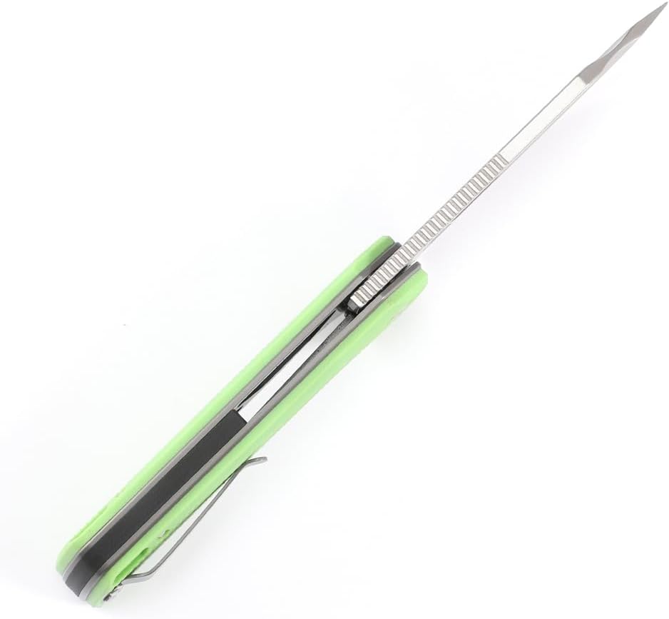 Knife Folding Pocket Knife 3.5 "Stone Wash 14C28N Blade (green)