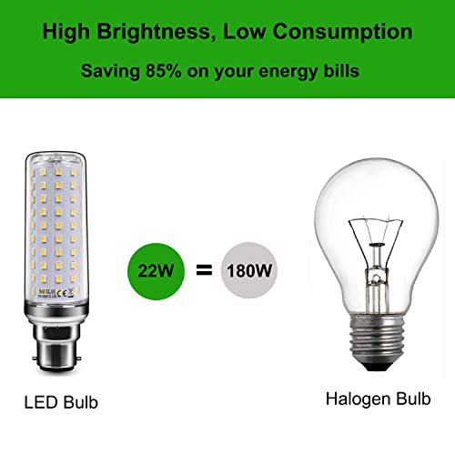 22W LED Light Bulbs, 180W Incandescent Bulbs Equivalent, B22d Bayonet Cap, 2500Lm, Warm White 3000K, Pack of 3 - Image 5