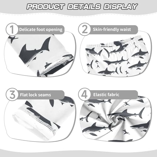 Shark Girls' Leggings Toddler Doodles White Kids Yoga Pants Dance Active Tights 4T3