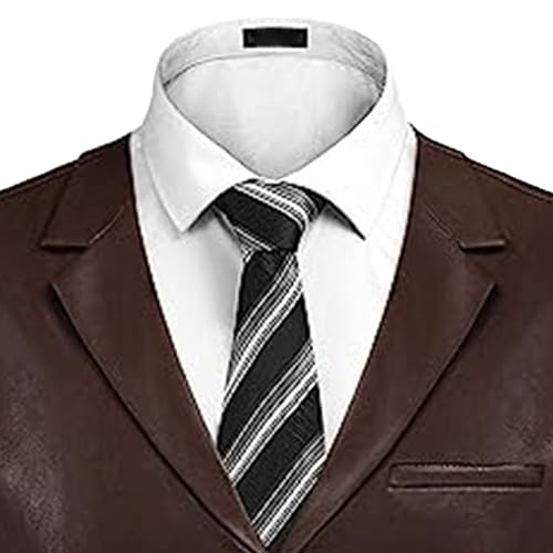 Men's Leather Casual Suit Vest Slim Fit Faux Leather Dress Vests Lightweight V-Neck Dress Waistcoats2