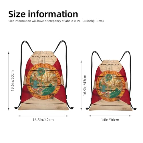 Florida flag wood grain print Drawstring Bag Sack Gym Bag Ditty Bag for Gym Traveling, Hiking, Yoga, Shopping for Adult4