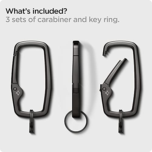 Image of Spigen Universal Lanyard Wrist Strap with Keychain for iPhone, ID Badge Wallet Holder, AirPods, Cameras, Keychain & Everyday Carry, Durable Carabiner with Wrist Strap | Car Keychain Clip For Men & Women - Gunmetal
