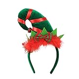 Diseño de campana: linda diadema de duende con un lazo dulce y una campana roja en la parte superior, perfecta para disfraces de fiesta.