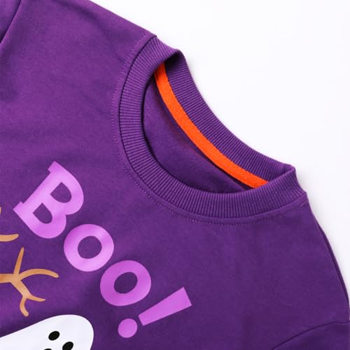 HILEELANG Halloween Sweatshirt for Girls Boys 6-12Y BOO Ghost Pumpkin Fall Pullover Cotton Crewneck Long Sleeve Shirt for Kid3
