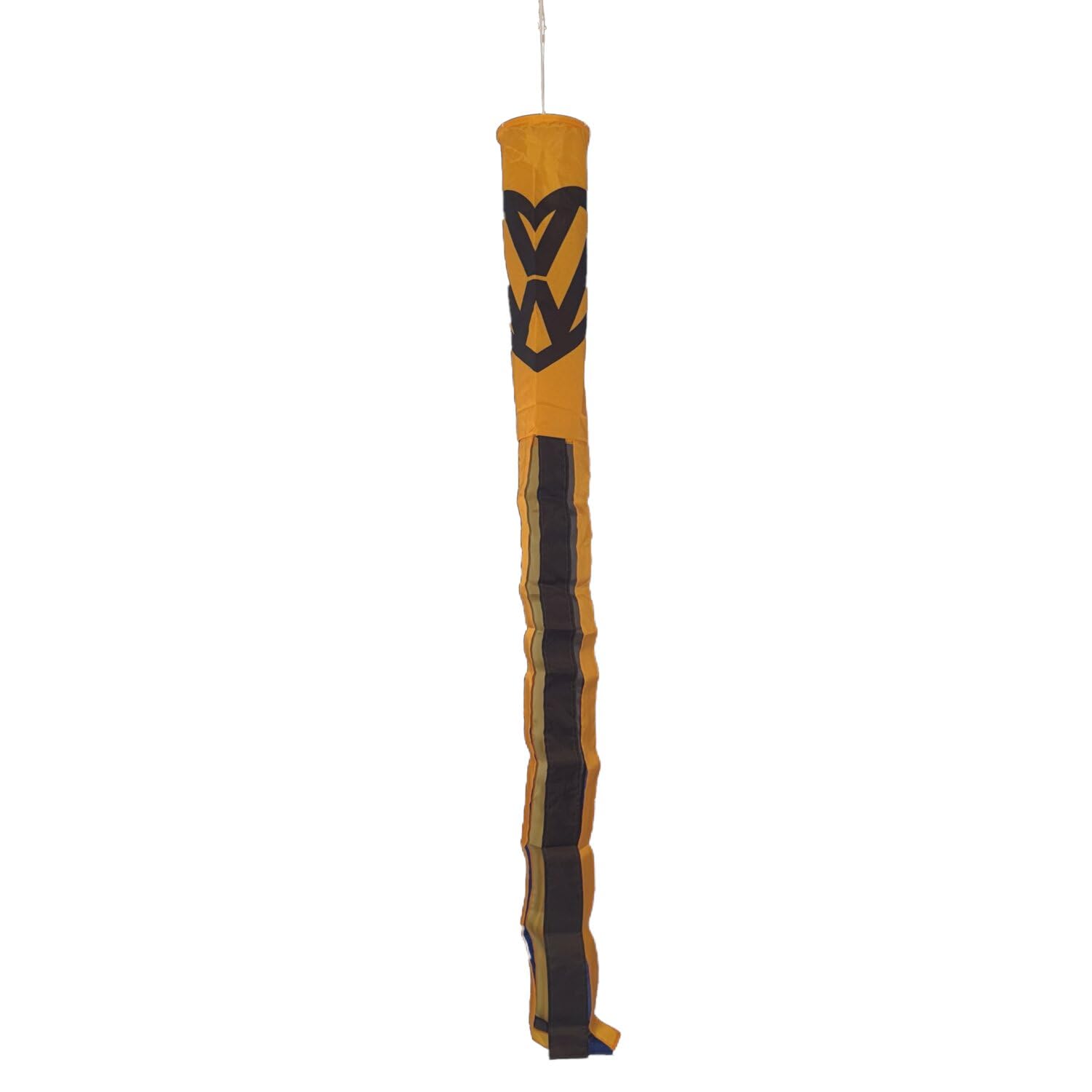 Flagtex VW Love Black Tangerine Windsock 150cm x 30cm Premium Polyester Garden Wind Sock | Volkswagen Campervan Outdoor Pole Display for Camping Festivals Events