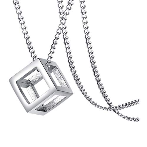 Xusamss Fashion Titanium Steel Hollow Cubic Pendant Necklace,22