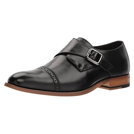 STACY ADAMS Men's Desmond Cap Toe Monk Strap Loafer, Black, 7 M US