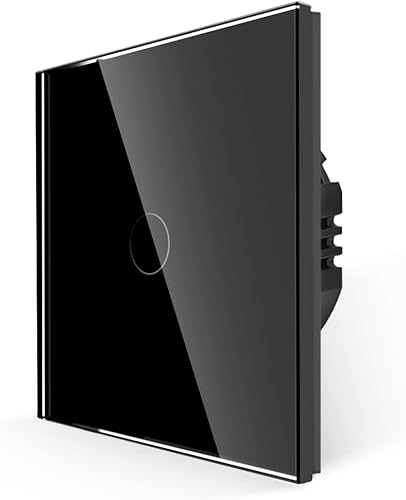 JIMEIDA Touch Lichtschalter mit Steckdose Schwarz 1 Fach 1 Weg,Glas Panel und Status-LED Schalter 300W,157 * 86mm