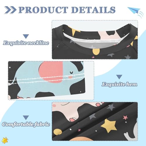 ALAZA Kids Rash Guard Girls Boys Toddler Swim Shirts Short Sleeve Elephant Balloon Star UPF 50+ 3T3