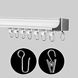 MaKefeile ceiling curtain track room divider curtain track ceiling mount curtain rods system rv for Privacy Living room Bedroom Drop ceiling Shower-Ceiling Track Set 15 ft White