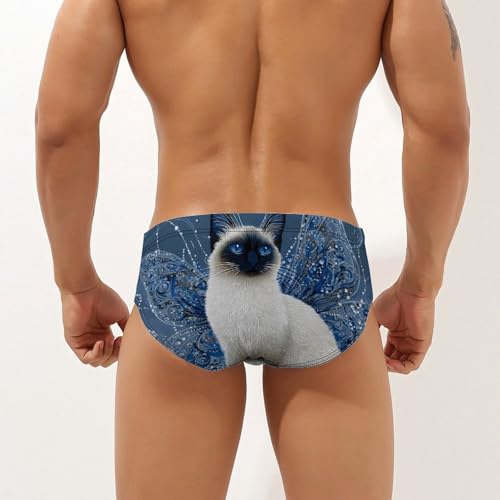 Siamese Cat Beautiful Men's Swim Briefs Low Waist Bikini Swimsuit Underwear Beach Swimwear2