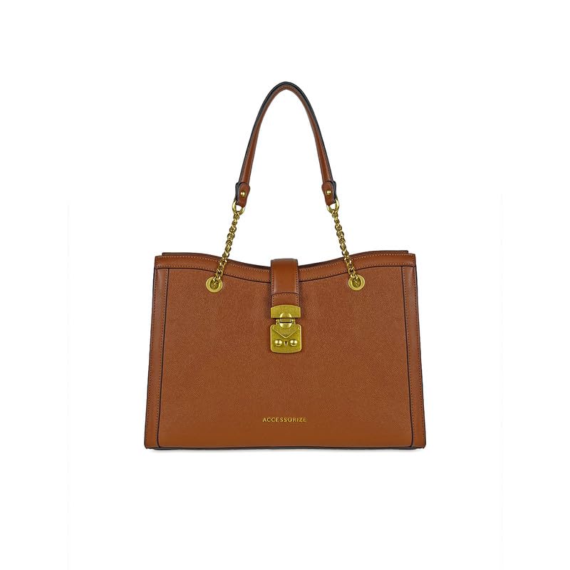 accessorize London Women’s Rhythm Tote Bag with Gold Chain Handles & Lock | Stylish Handbag for Work & Casual-picture-44