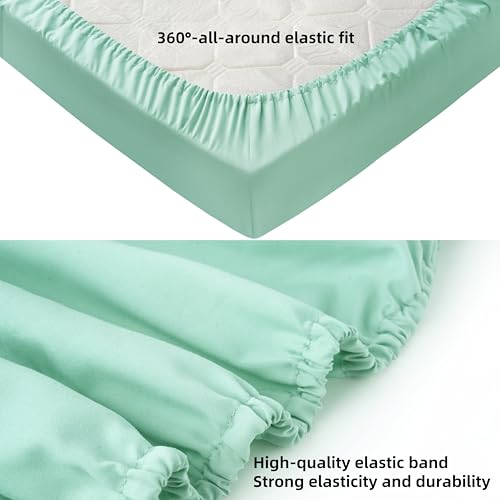 Image of HBHLFZ Crib Sheets for Boys, Girls, 28x52 Inch Fitted Crib Sheet - 8 Inch Deep Pocketed Fixed Sheet - Soft and Comfortable Microfibre - Fits Standard cot and Toddler mattresses, Green