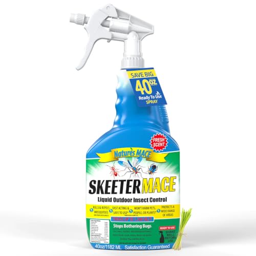 Nature’s MACE Skeeter Pest Repellent Spray - Safe for Pet and Plants, Outdoor Repellent Pest Control, Yard Protection Insect and Spider Barrier Treatment Essential Oil Formula Fresh Scent - 40oz