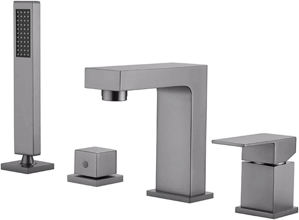 NZPOST Hole Bath Tap with Pull Out Shower Head & Hose Bath Taps Black with Diverter Valve Shower Mixer Tap
