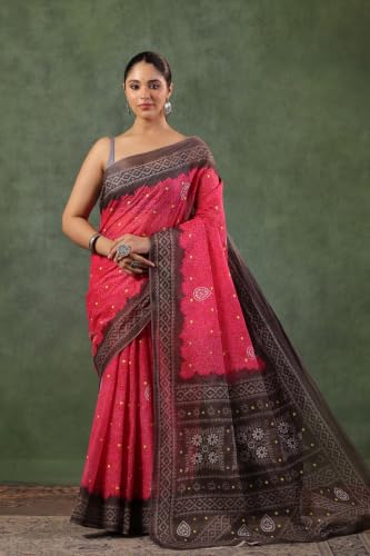 Image of TAMAIRA FASHION Mulmul Pure Cotton Saree For Woman Floral Batik Printed|Office Wear Daily Wear Sarees For Women Without Blouse Piece (Available in 11 Colours)