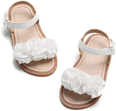 Felix & Flora Toddler Girl White Sandals Size 6 - Easter Flower Girl Dress Shoes Open Toe Little Kid Summer Flats