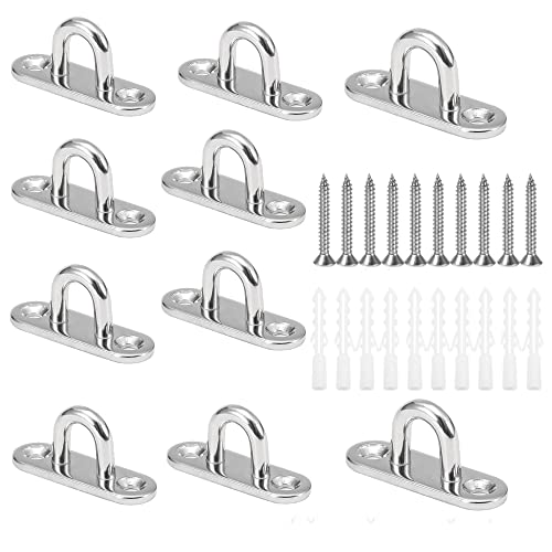 CYUaoao Placa de Ojo M5 de Acero Inoxidable 304 Gancho 10 Piezas de Techo para Colgar 15 x 45mm Anclajes Techo Hamacas Fuerte - con Tornillos de Montaje Cover