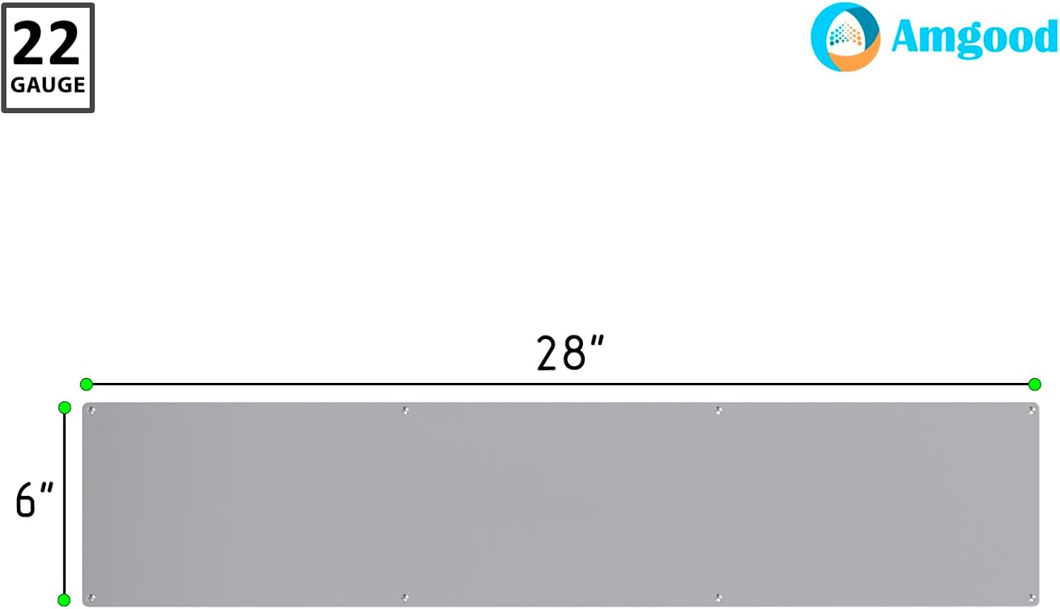 Stainless Steel Door Kick Plate – 22 Gauge 430#3 Finish with Mounting Screws (06 in. x 28 in.)