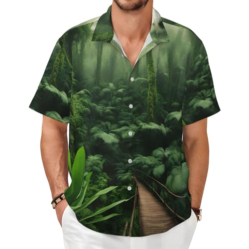 Chemise d'été homme douce et confortable imprimé jungle tropicale