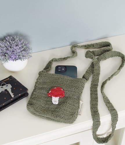 Primitives by Kathy Bag and Strap Feature a Crochet Style for a Unique Handmade Appearance, Dark Green, red, White3