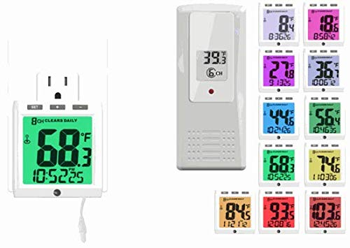 Ambient Weather WS-01T Color Changing Wireless Temperature Night Light with Ambient Backlight (White)