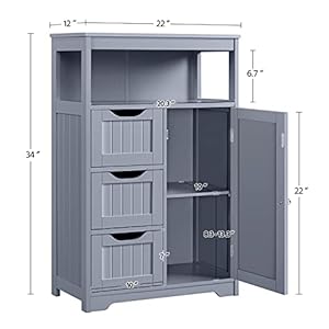 Yaheetech Bathroom Floor Cabinet, Wooden Storage Organizer Multiple Tiers Storage Cabinet, Gray Yaheetech Bathroom Floor Cabinet Wooden Storage Organizer Multiple Tiers Storage Cabinet Gray