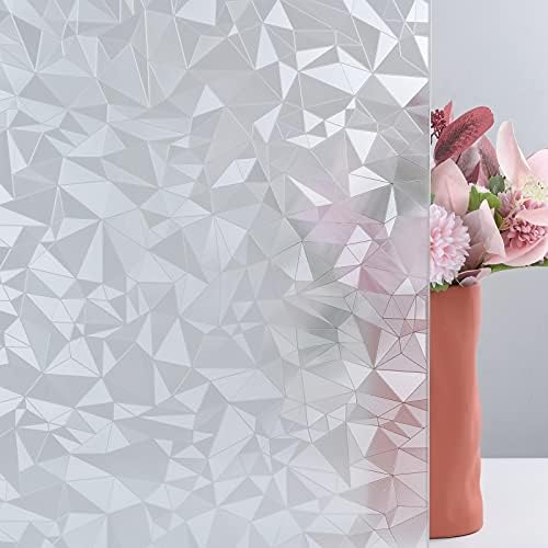 FEOMOS Diamond Geometry Window Film - Privacy Glass Film Removable Window Films Decorative Glass Stickers for Bathroom Bedroom Anti-UV 44cm x 200cm