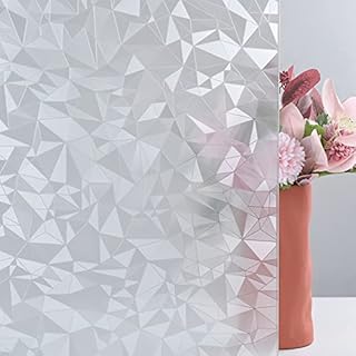 FEOMOS Diamond Geometry Window Film - Privacy Glass Film Removable Window Films Decorative Glass Stickers for Bathroom Bedroom Anti-UV 44cm x 200cm