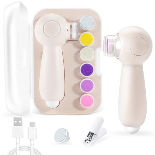 Image of Trynice Baby Nail Trimmer Electric, 10 in 1 Rechargeable Electric Nail File Baby with LED Light, Baby Nail Filer Electric, 7 Replacement Heads & Storage Case & Nail Clippers, for Newborn or Adults