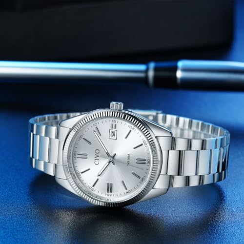 CIVO Herren Uhr Edelstahl Armbanduhr Einfach Business Wasserdicht Uhren für Männer Analog Quarz Herrenuhr mit Leuchtend Datum – Bild 3