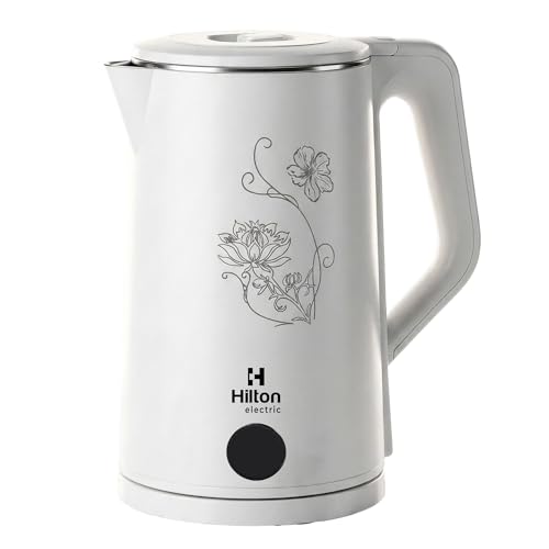 Image of Hilton Premium White 2 Litre Electric Kettle | 1500-Watt with Stainless Steel Body, Cool Touch Handle, Auto Switch-off Mechanism for Boiling Water, Tea, Coffee & instant noodles