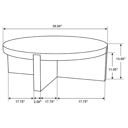 Coaster Home Furnishings - Kinkaid - Mango Wood - Round Coffee Table with Intersecting Base, Thick Slab Legs, Straight-Edge Profile and Modern Style - Living Room - 38 Inch - Brown - 710138 - Thumbnail 3