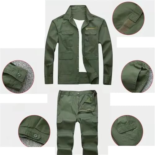 Men's Cotton Shirts Cargo Pants Sets Summer Wear-Resistant Multi-Pockets Thin Casual Suits4