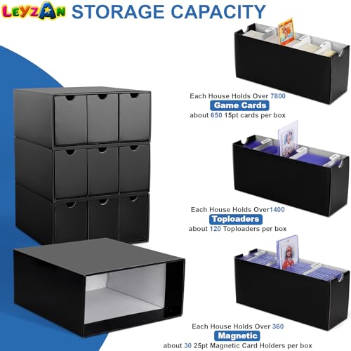 Leyzan Trading Card Storage Box, 3-in-1 Cardboard Card Organizer Box with Dividers for Sports TCG/Magic/Mtg Baseball Card Collection - Thumbnail 2