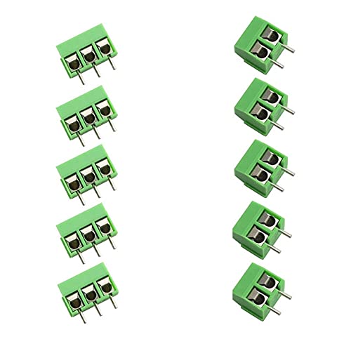 Combo of 2 pin & 3 Pin PBT PCB Mount Screw Terminal 5mm pitch Block Connectors Green - 5 Each-image-7