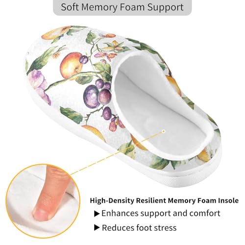 JUNZAN Melicoccus Bijugatus Fruit White Mens Home Cotton Slipper Wide Memory Foam Bedroom Shoes for Bedroom Funny Presents 6-72