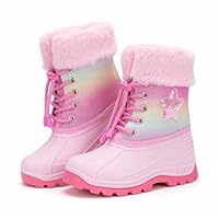 EUXTERPA Kids Warm Snow Boots Wellies For Boys Girls Winter Fleece Liner Boots Unisex Children Waterproof Wellington Boots