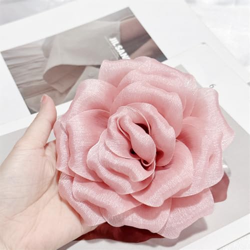 Image of Flash Camellia Flower Brooch Pin for Women Men Elegant Texture Fabric Dahlia Rose Floral Brooches Lapel Pins Dainty Wedding Holiday Party Costume Dress Accessories Jewelry