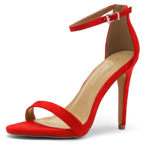 Image of Shoe Land Women's High Heels - Open Toe Stiletto Heels with Adjustable Ankle Strap | Dressy Sexy Strappy Heeled Sandals for Wedding, Prom, Party & Evening Wear