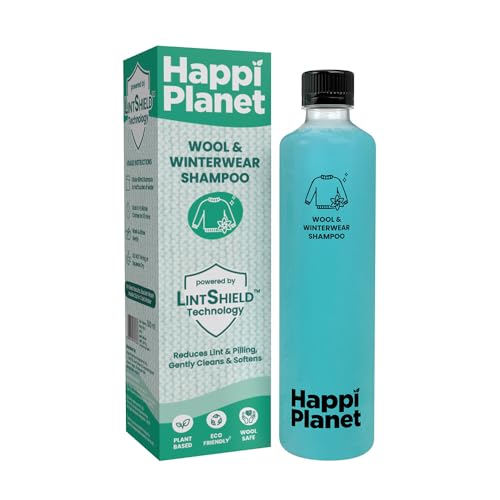 Happi Planet | Wool & Winter Wear Shampoo | Powered by Lint Shield™ Technology | 500 ML | Reduces Lint & Pilling, Gentle on Wool, Fleece, Velvet, Down, Corduroy | Plant-Based, Eco-Friendly, Non-Toxic