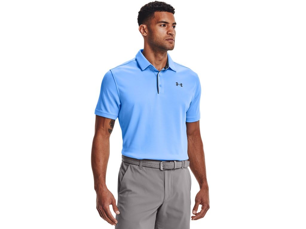 Under Armour Men's Tech Golf Polo T-Shirt, Carolina Blue (475)/Pitch Gray, 4XL Tall